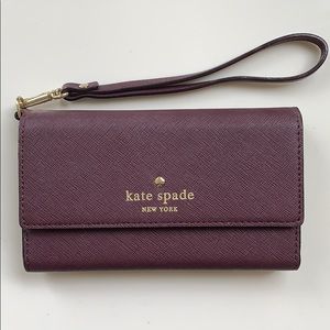 Kate spade purple burgundy wristlet wallet